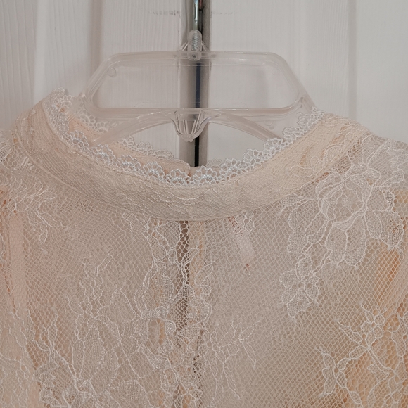 Free People Secret Admirer Mock Neck  Cream Lace Top. Size S. - Picture 7 of 15